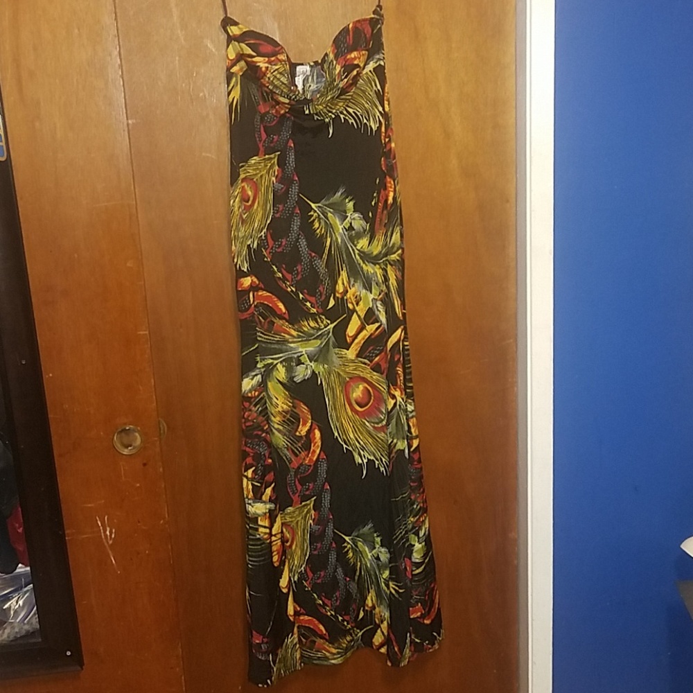Strapless  Tropical Print Dress